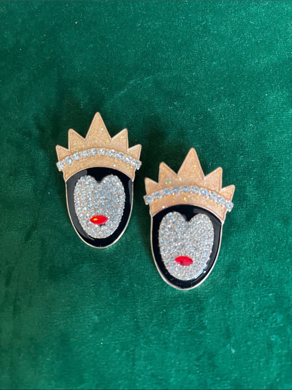 Evil Queen Disney inspired pierced earrings with crystals